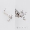 MULTI CZ CROSS CRUCIFIX  316L SURGICAL STEEL L-SHAPE NOSE RING